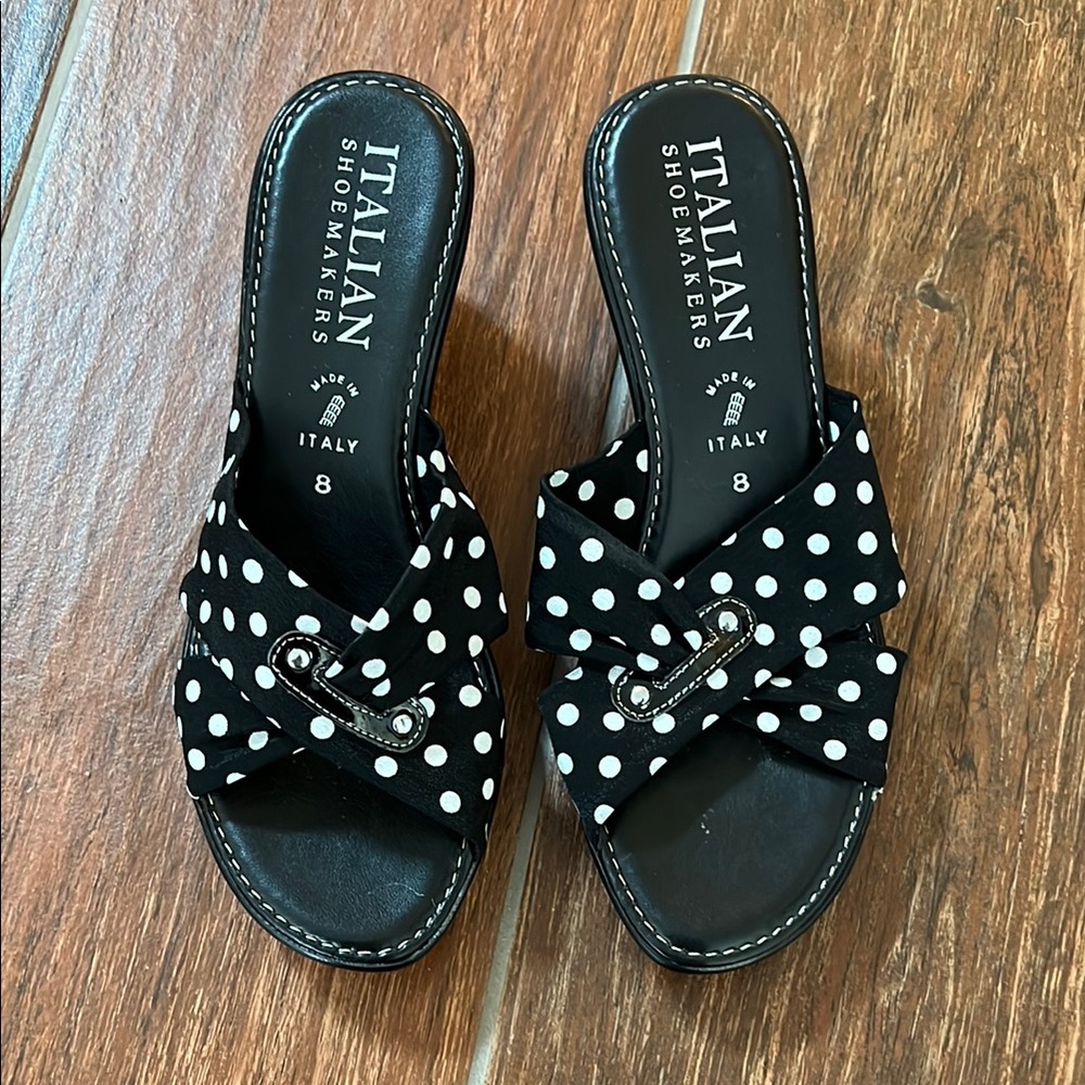 Italian Shoemakers Black and White Polka Dot Women's Sandals